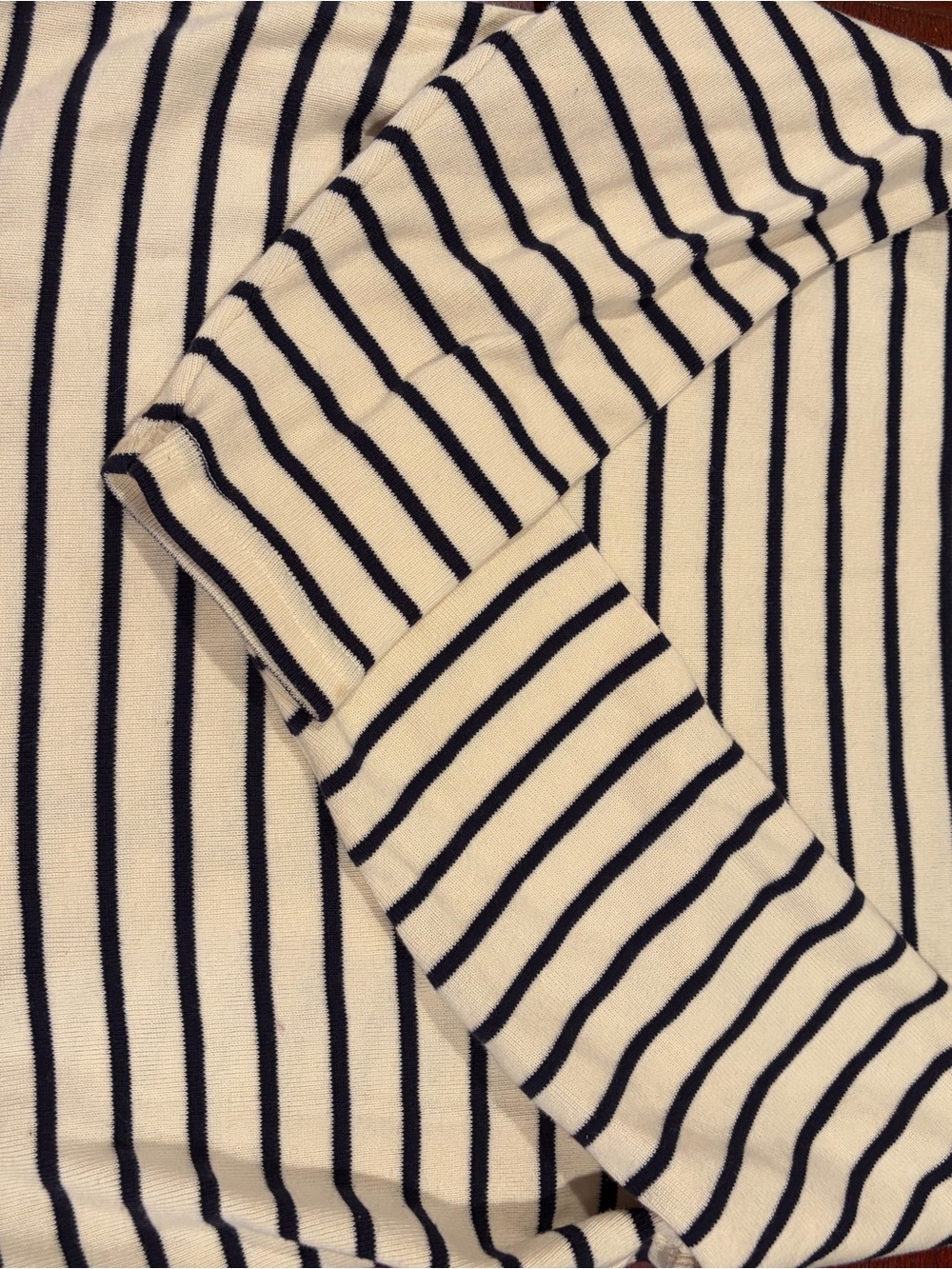 L.L. Bean Cream and Navy Striped Knit Top